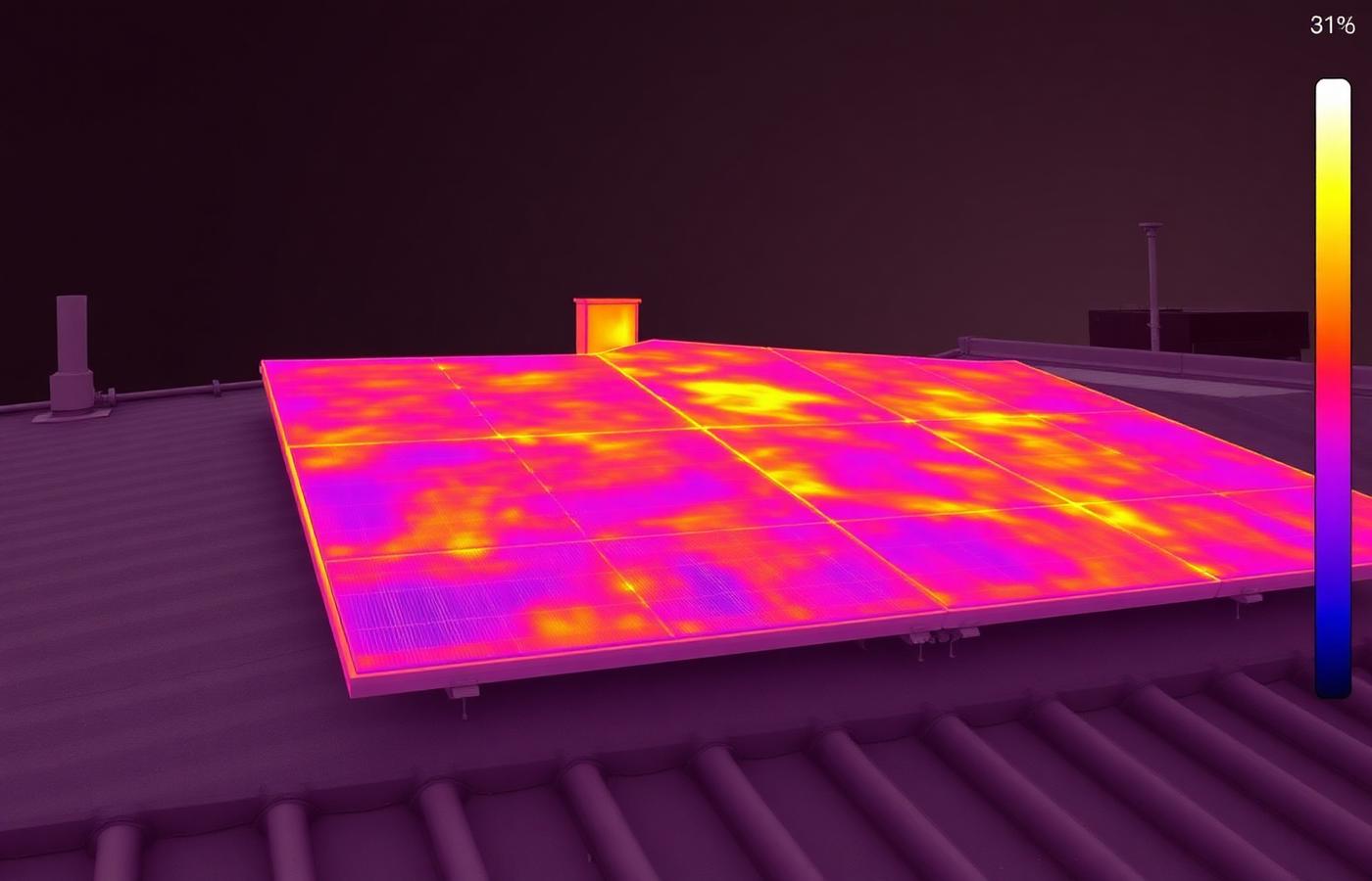 Thermal imaging of a commercial solar array showing hotspot diagnostics